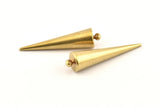 Brass Spike Charm, 6 Raw Brass Spike Tribal Pendants With 1 Loop (10x40mm) D1502