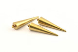 Brass Spike Charm, 6 Raw Brass Spike Tribal Pendants With 1 Loop (10x40mm) D1502
