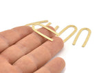 Brass Geometric Charm, 24 Textured Raw Brass U Shaped Pendants With 1 Hole, Charms, Findings (27x13x0.50mm) D1390