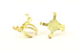 Brass Ring Settings, Raw Brass 4 Claw Ring With 1 Stone Setting N1150