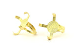 Brass Ring Settings, Raw Brass 4 Claw Ring With 1 Stone Setting N1150