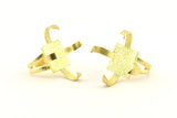 Brass Ring Settings, Raw Brass 4 Claw Ring With 1 Stone Setting N1142