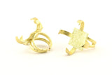 Brass Ring Settings, Raw Brass 4 Claw Ring With 1 Stone Setting N1142