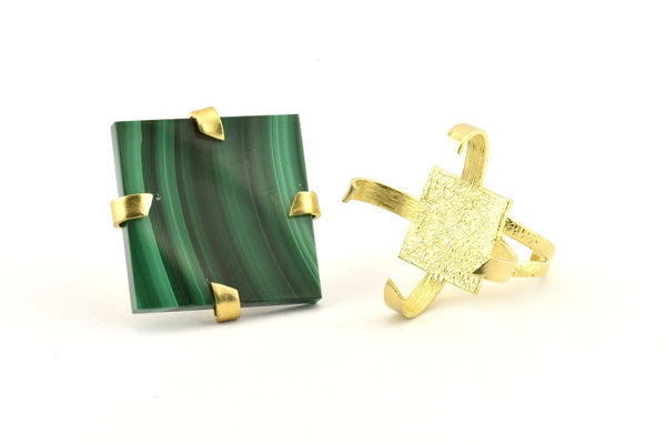 Brass Ring Settings, Raw Brass 4 Claw Ring With 1 Stone Setting N1142