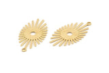 Brass Sunny Charm, 24 Textured Raw Brass Sunny Charms With 1 Loop (26x14x0.60mm) D1537