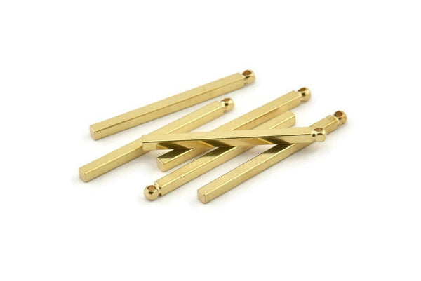 Brass Necklace Bar, 24 Raw Brass Bar Charms, Necklace Bars, Pendants With 1 Hole (2x30mm) D1510
