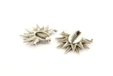 Silver Shell Pendant, Antique Silver Plated Brass Cowrie Shell Pendants With 2 Loops, Charms, Findings (34x31mm) N1008