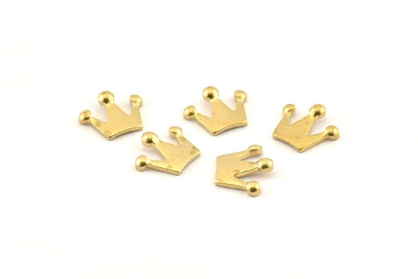 Brass Crown Bead, 100 Raw Brass King Crown Beads (9x8x0.80mm) D1376