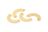 Brass Geometric Charm, 24 Textured Raw Brass Semi Circle Blanks With 2 Holes, Connectors, Charms, Findings (25x12.5x5.5x0.80mm) D1532