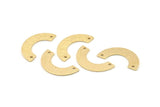 Brass Geometric Charm, 24 Textured Raw Brass Semi Circle Blanks With 2 Holes, Connectors, Charms, Findings (25x12.5x5.5x0.80mm) D1532