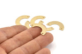 Brass Geometric Charm, 24 Textured Raw Brass Semi Circle Blanks With 2 Holes, Connectors, Charms, Findings (25x12.5x5.5x0.80mm) D1532