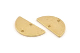Brass Semi Circle, 12 Raw Brass Half Moon Connector With 2 Holes, Charms, Pendants (21x10.5x1.2mm) D1525