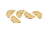 Brass Semi Circle, 12 Raw Brass Half Moon Connector With 2 Holes, Charms, Pendants (21x10.5x1.2mm) D1525
