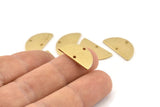 Brass Semi Circle, 12 Raw Brass Half Moon Connector With 2 Holes, Charms, Pendants (21x10.5x1.2mm) D1525
