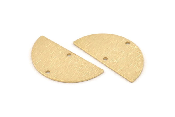 Semi Circle Charm, 10 Textured Raw Brass Half Moon Blanks With 2 Holes (30x15x0.80mm) D1392