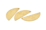 Semi Circle Charm, 6 Textured Raw Brass Half Moon Blanks With 1 Hole (39x15x1mm) D1523