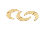 Brass Moon Charm, 24 Textured Raw Brass Crescent Moon Charms With 2 Holes, Findings, Connectors (21x6x1mm) D1386