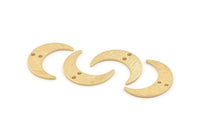 Brass Moon Charm, 24 Textured Raw Brass Crescent Moon Charms With 2 Holes, Findings, Connectors (21x6x1mm) D1386