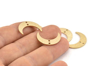 Brass Moon Charm, 24 Textured Raw Brass Crescent Moon Charms With 2 Holes, Findings, Connectors (21x6x1mm) D1386