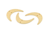 Brass Moon Charm, 10 Textured Raw Brass Crescent Moon Charms With 2 Holes, Findings, Connectors (30x8x1mm) D1391