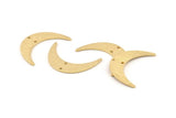 Brass Moon Charm, 10 Textured Raw Brass Crescent Moon Charms With 2 Holes, Findings, Connectors (30x8x1mm) D1391