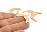 Brass Moon Charm, 10 Textured Raw Brass Crescent Moon Charms With 2 Holes, Findings, Connectors (30x8x1mm) D1391