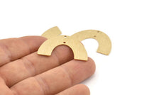 Brass Geometric Charm, 8 Textured Raw Brass Semi Circle Blanks With 2 Holes, Connectors, Pendants, Findings (34x21x0.80mm) D1380