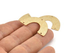 Brass Geometric Charm, 8 Textured Raw Brass Semi Circle Blanks With 3 Holes, Connectors, Pendants, Findings (34x21x0.80mm) D1367