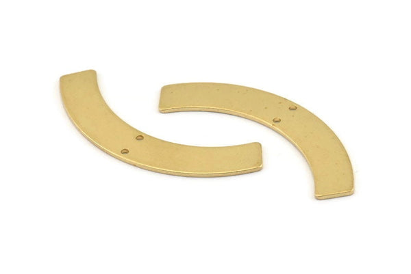 Brass Geometric Pendant, 8 Raw Brass Semi Circle Blanks With 2 Holes, Charms, Findings (47x8x1mm) D1358