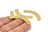 Brass Geometric Pendant, 8 Raw Brass Semi Circle Blanks With 2 Holes, Charms, Findings (47x8x1mm) D1358