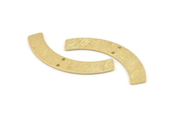 Brass Geometric Pendant, 8 Textured Raw Brass Semi Circle Blanks With 2 Holes, Charms, Findings (47x8x1mm) D1387