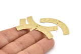 Brass Geometric Pendant, 8 Textured Raw Brass Semi Circle Blanks With 2 Holes, Charms, Findings (47x8x1mm) D1387