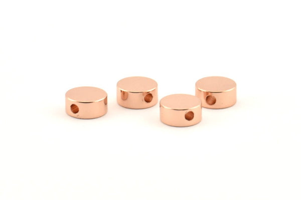 Round Spacer Bead, 8 Rose Gold Plated Brass Circle Industrial Spacer Bead, Findings (8x3.6mm) D0210 Q0636
