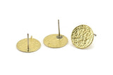 Brass Round Earring, 6 Raw Brass Round Earring Studs (14mm) N1179