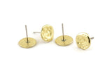 Brass Round Earring, 8 Raw Brass Round Earring Studs (10mm) N1175