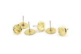 Brass Round Earring, 8 Raw Brass Round Earring Studs (10mm) N1175