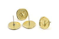 Pirinç Arı Küpesi, 6 Ham Pirinç Arı Küpesi (13x1,5 mm) N1212
