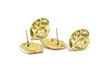 Brass Irregular Earring, 6 Raw Brass Irregular Stud Earrings With 1 Loop (20x14mm) N1226
