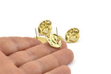 Brass Irregular Earring, 6 Raw Brass Irregular Stud Earrings With 1 Loop (20x14mm) N1226