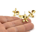Brass Flower Earring, 6 Raw Brass Flower Stud Earrings (17mm) N1197