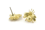Brass Fly Earring, 4 Raw Brass Fly Stud Earrings With 1 Loop (15x16mm) N1172