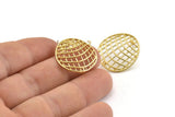 Brass Filter Earring, 4 Raw Brass Filter Stud Earrings With 1 Loop (24x22mm) N1205