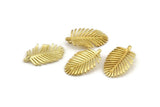 Brass Leaf Charm, 8 Raw Brass Leaf Charms With 1 Hole, Earrings, Findings (21x13x1mm) N1207