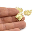 Brass Sun Charm, 4 Raw Brass Sun Charms With 1 Loop, Findings (20x17x2.3mm) N1187