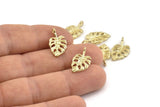 Brass Leaf Charm, Raw Brass Leaf Charms With 1 Loop, Earrings, Findings (19x10x1.5mm) N1189