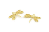 Brass Dragonfly Charm, Raw Brass Dragonfly Charms With 1 Loop, Pendants, Findings (22x16mm) N1208