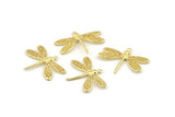 Brass Dragonfly Charm, 12 Raw Brass Dragonfly Charms With 1 Loop, Pendants, Findings (22x16mm) N1208