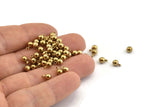 Brass Ball Charm, 12 Raw Brass Ball Charms With 1 Loop (4mm) D1718