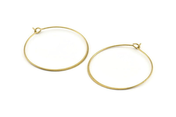 Brass Earring Wire, 24 Raw Brass Earring Wires (35mm) D1712