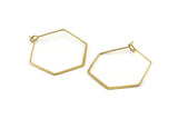 Brass Earring Wire, 24 Raw Brass Hexagon Earring Wires (25x32mm) D1717